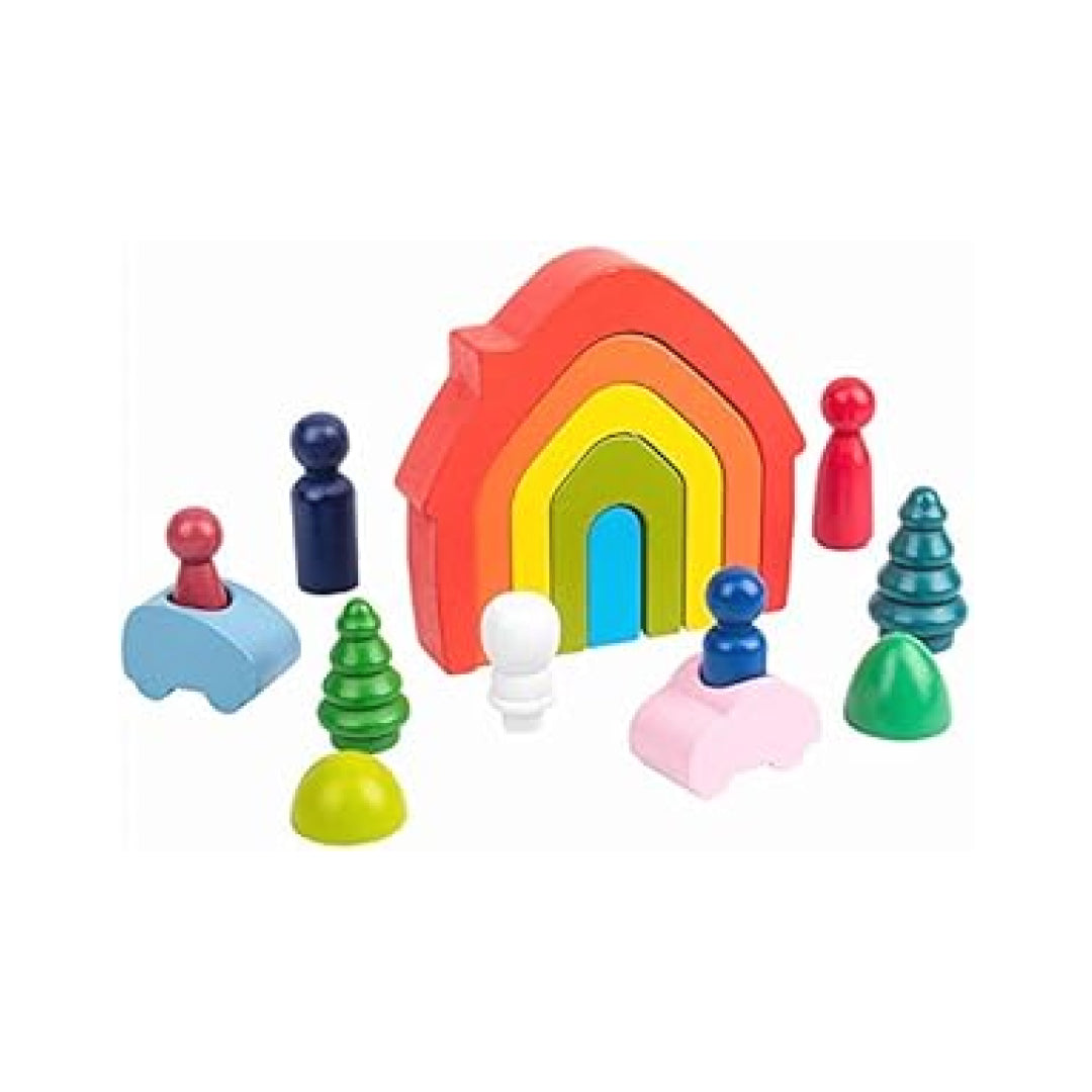 Wooden Nesting Rainbow Stacking Home Blocks