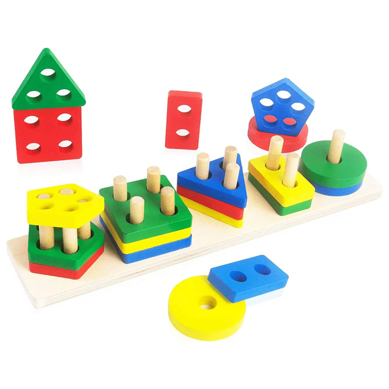 Montessori Wooden Shape Color Sorter Toddler Toy