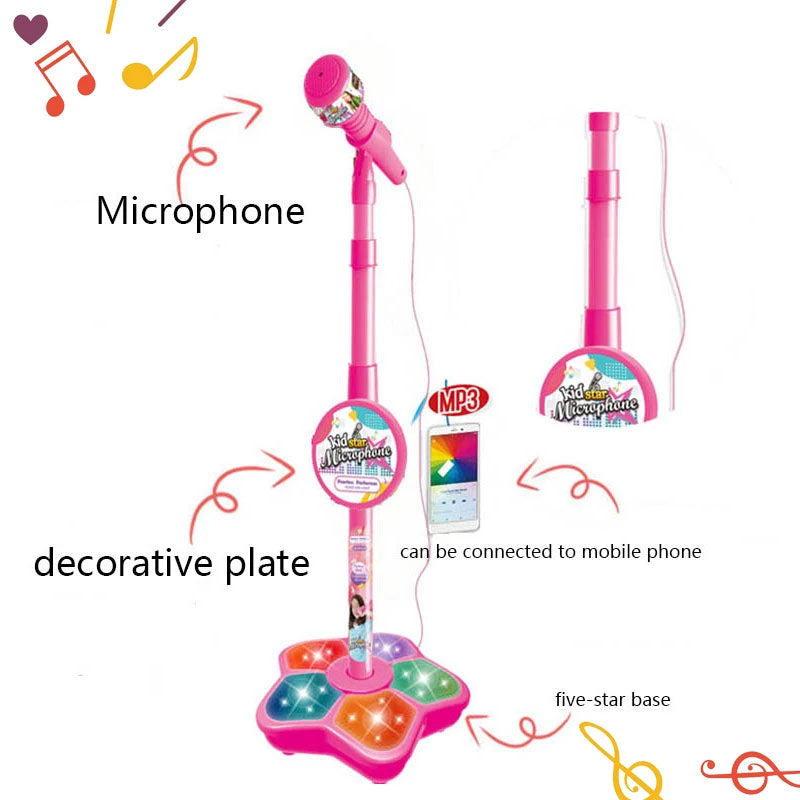 Karaoke Music Instrument Microphone Toy with Stand