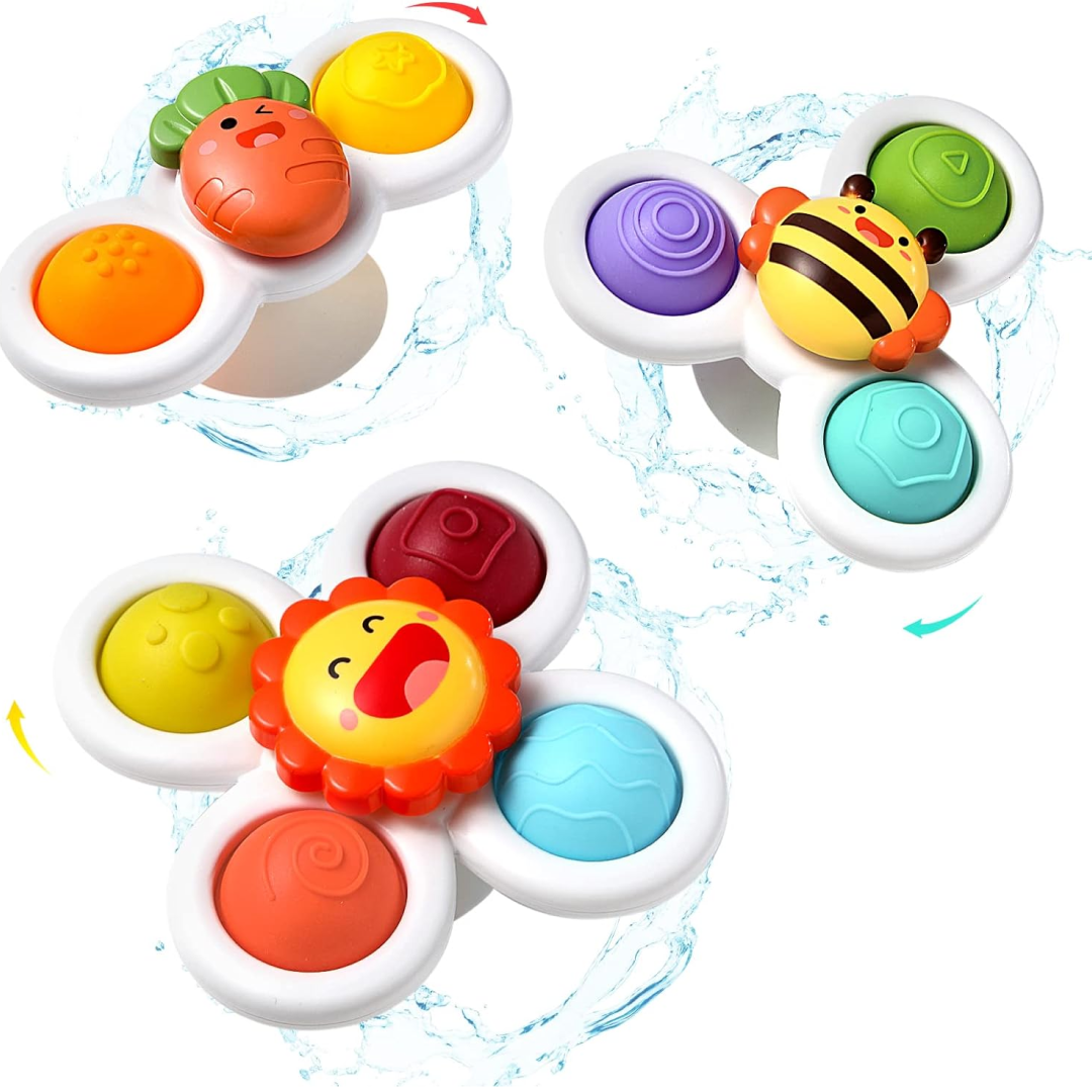 Spinning Top Suction Cup Bath Toy Set