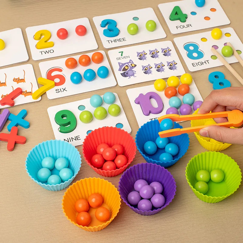 Wooden Clip Beads Montessori Fine Motor Toy For Kids