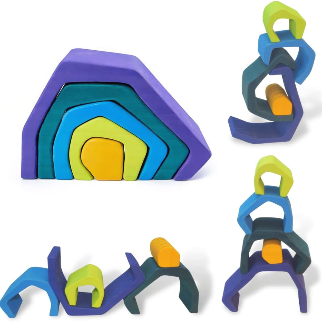 Rainbow Wooden Stacking Cave Nesting Blocks