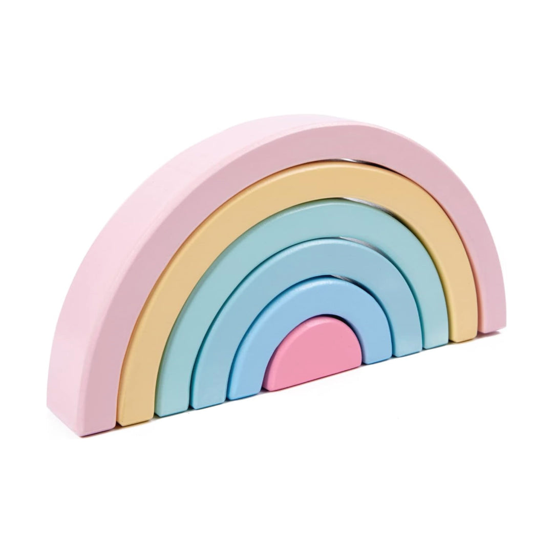 Pastel Rainbow Wooden Stacking Blocks Set