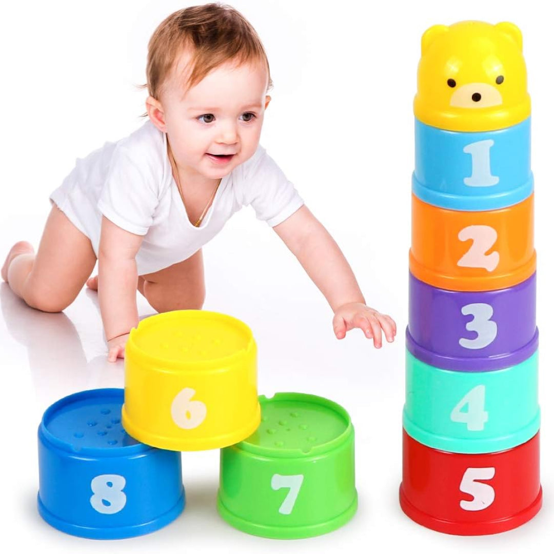 Colorful 9 Pieces Stacking Cups Set Toy for Kids