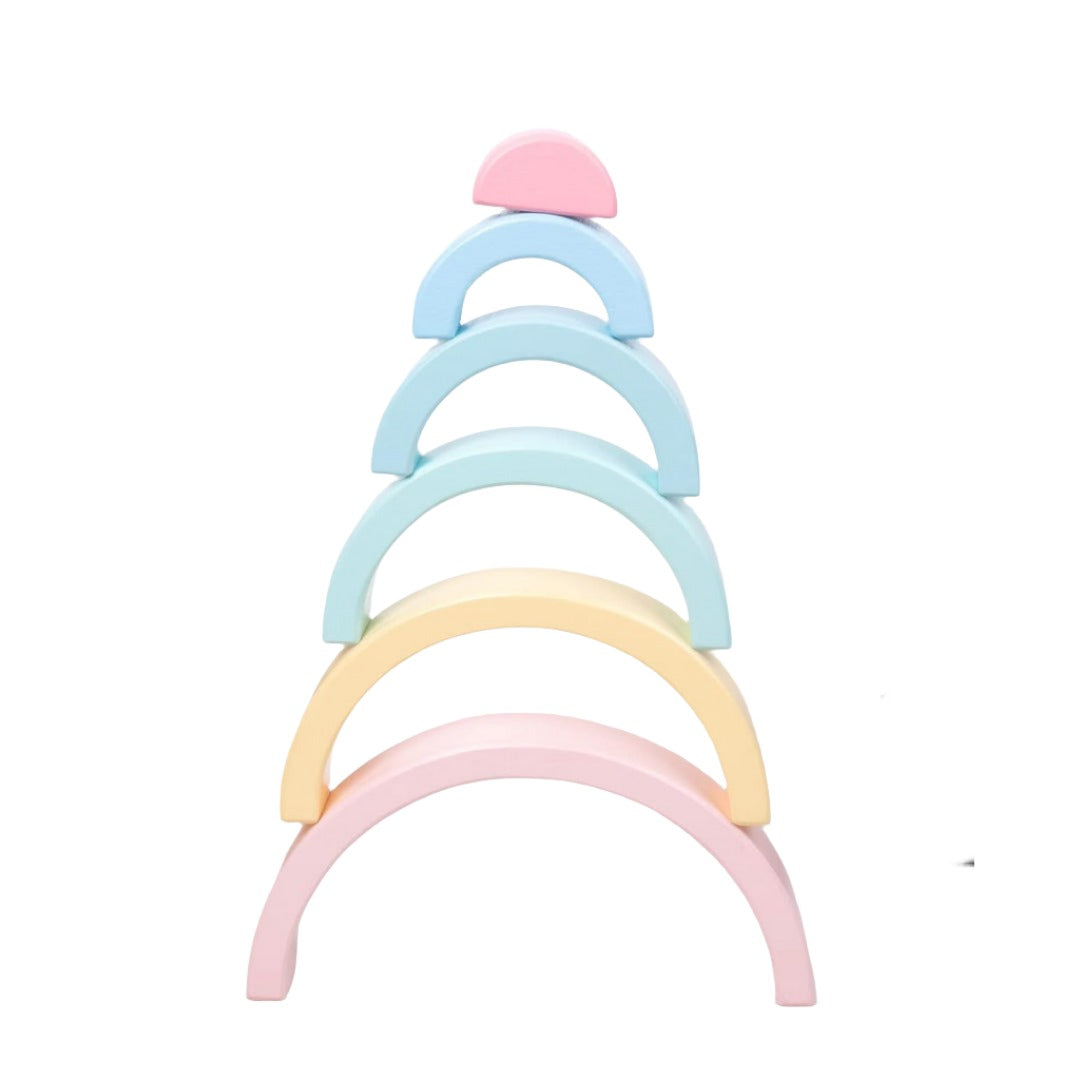 Pastel Rainbow Wooden Stacking Blocks Set