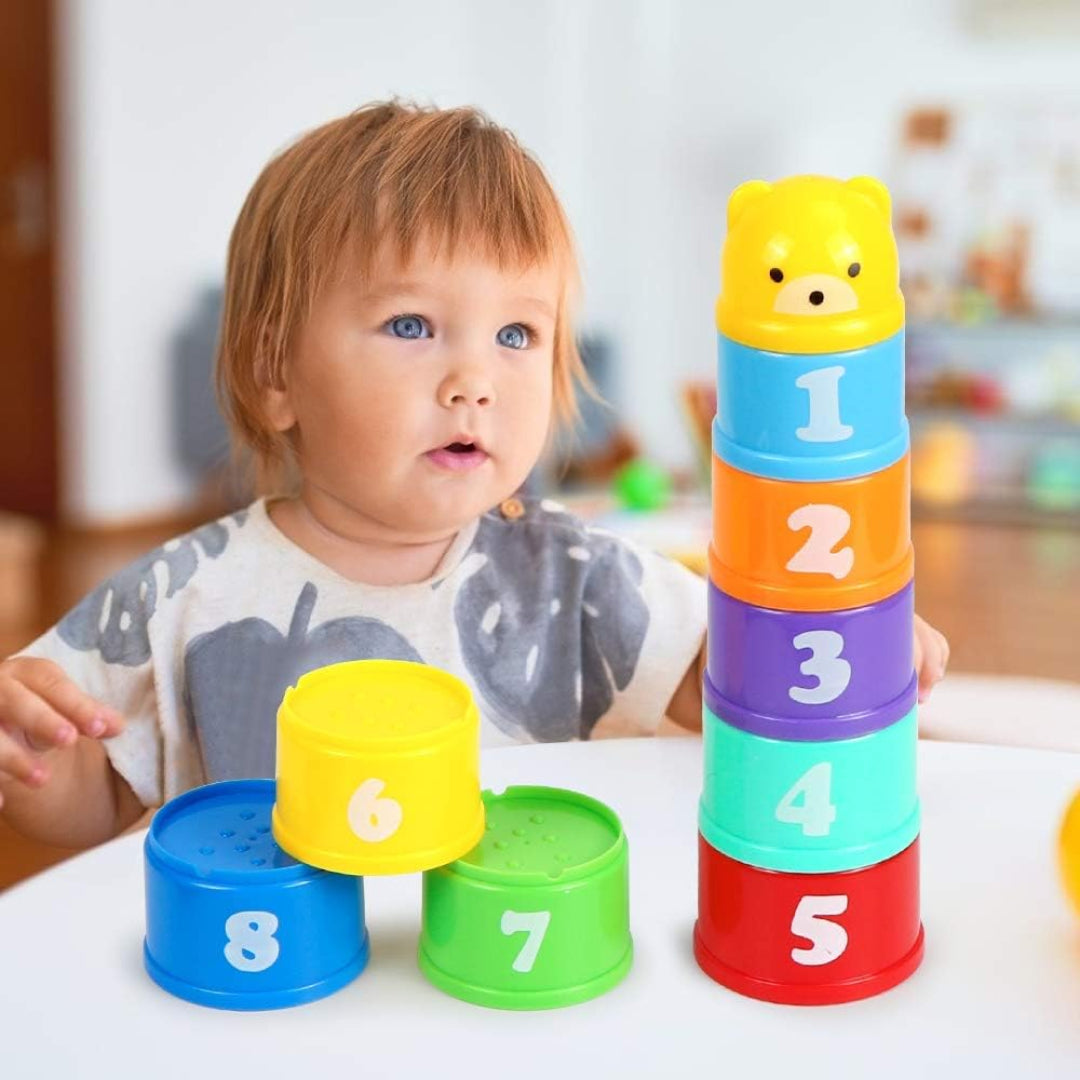 Colorful 9 Pieces Stacking Cups Set Toy for Kids