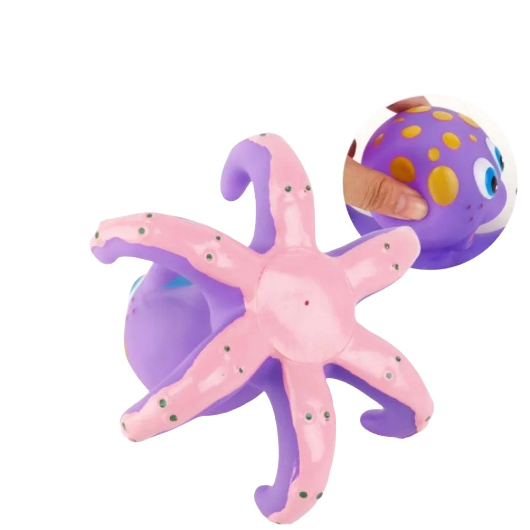 Floating Purple Octopus Bath Toy with Hoopla Rings