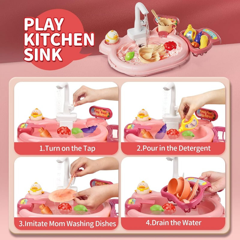 Kitchen Dishwashing Basin and Fishing Puzzle Interactive Toys