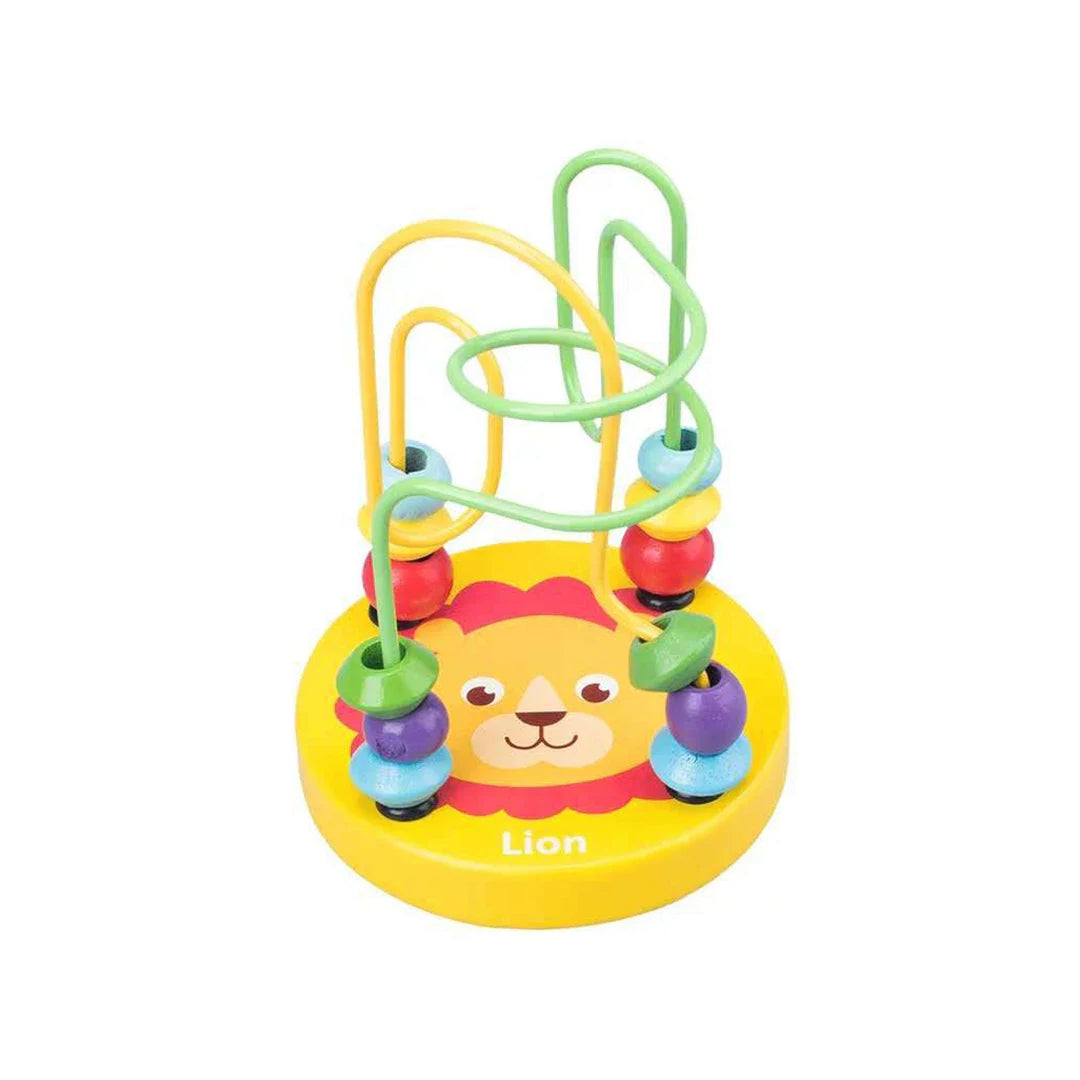 Cartoon Lion Winding Bead Wooden Learning Toy