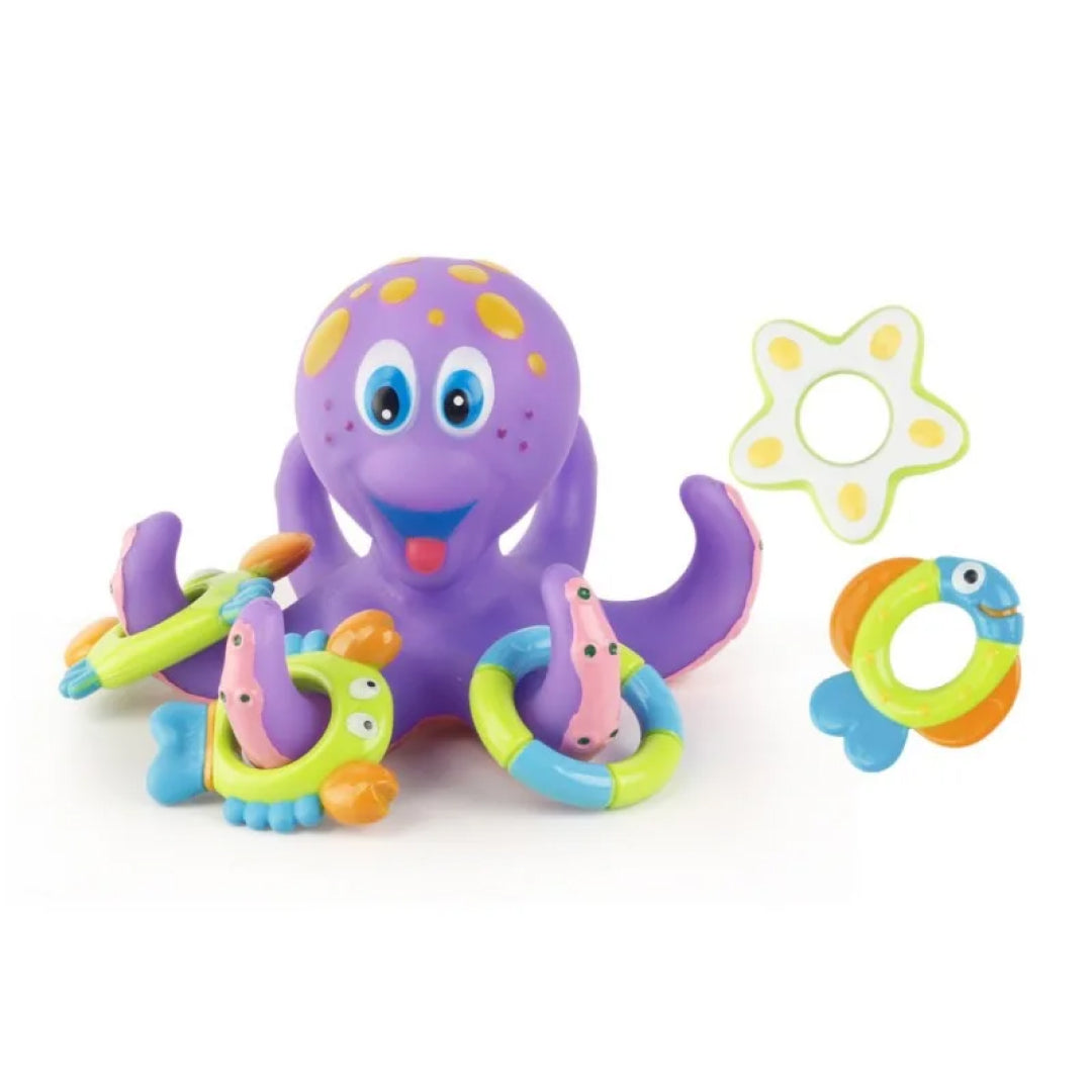 Floating Purple Octopus Bath Toy with Hoopla Rings