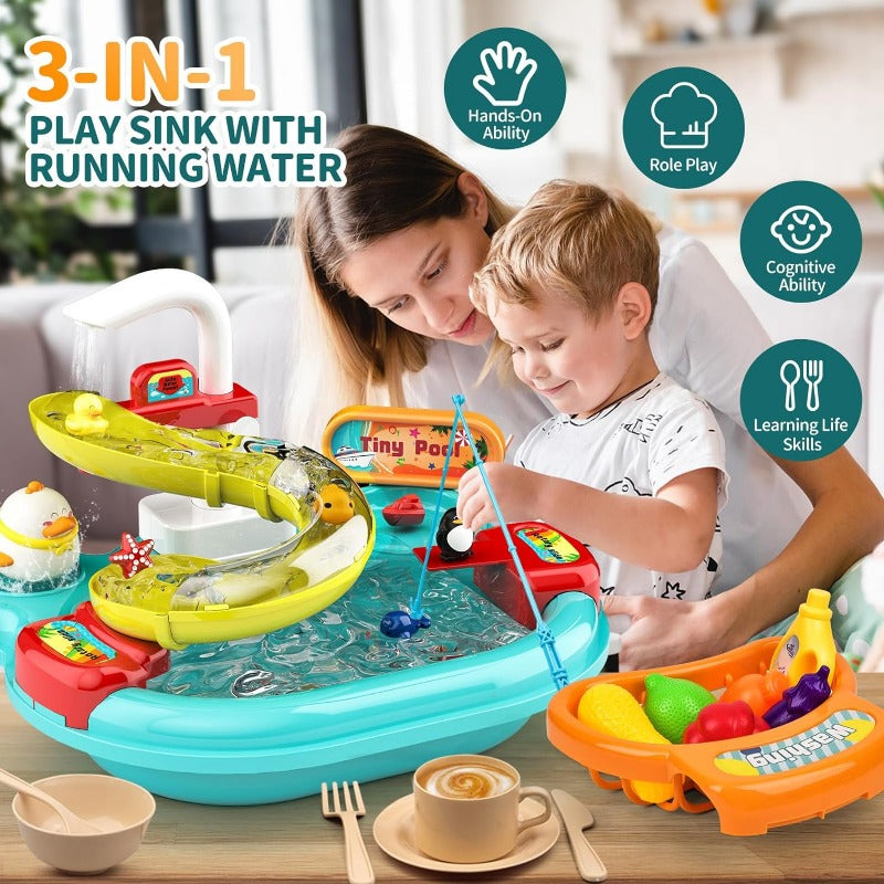 Kitchen Dishwashing Basin and Fishing Puzzle Interactive Toys