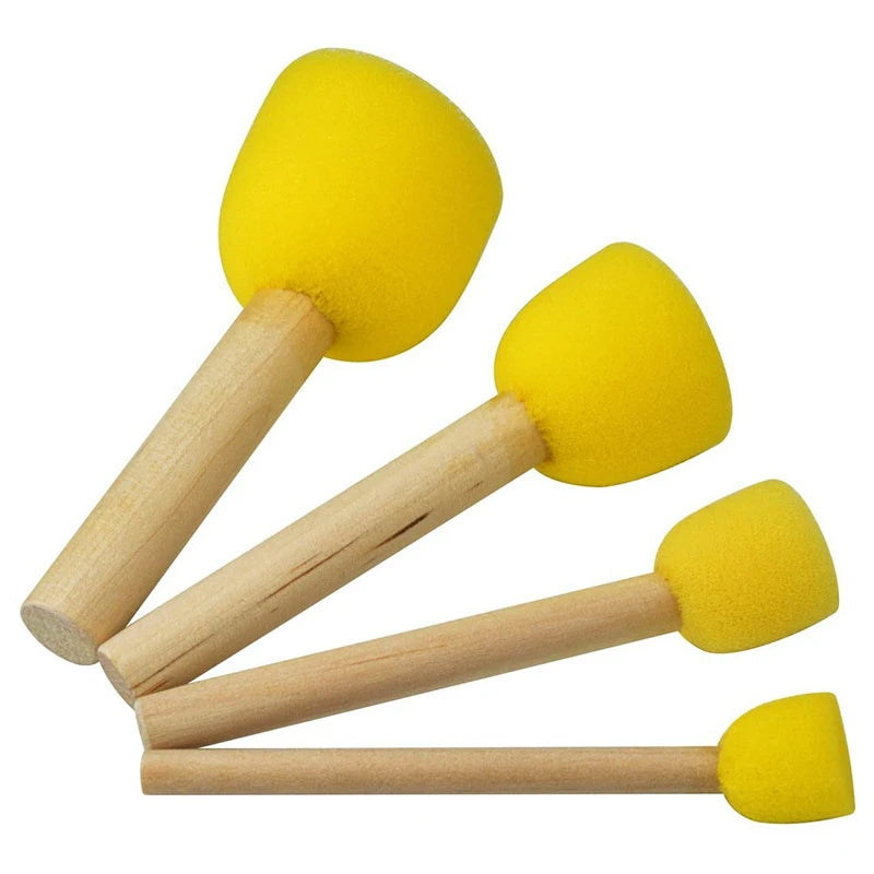 Sponge Wooden Handle Painting Brush Set For Kids