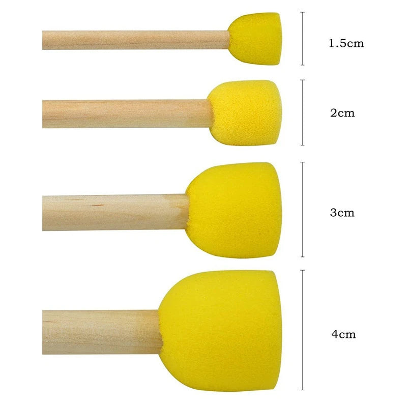 Sponge Wooden Handle Painting Brush Set For Kids