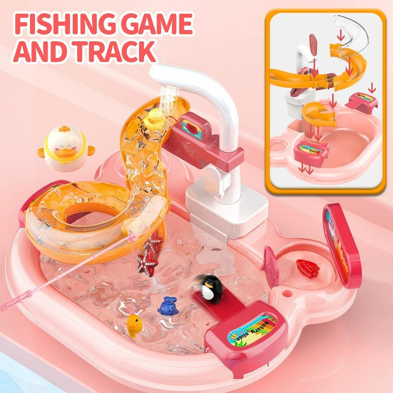 Kitchen Dishwashing Basin and Fishing Puzzle Interactive Toys