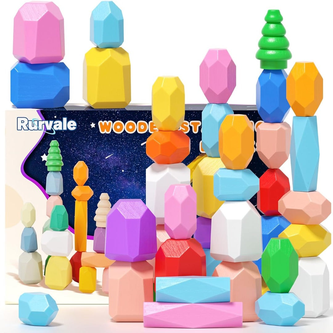 Wooden Stacking Rocks Montessori Toys for Toddlers