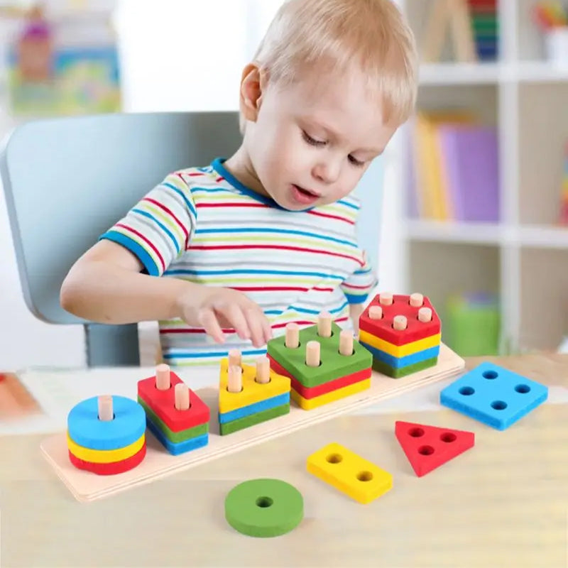 Montessori Wooden Shape Color Sorter Toddler Toy