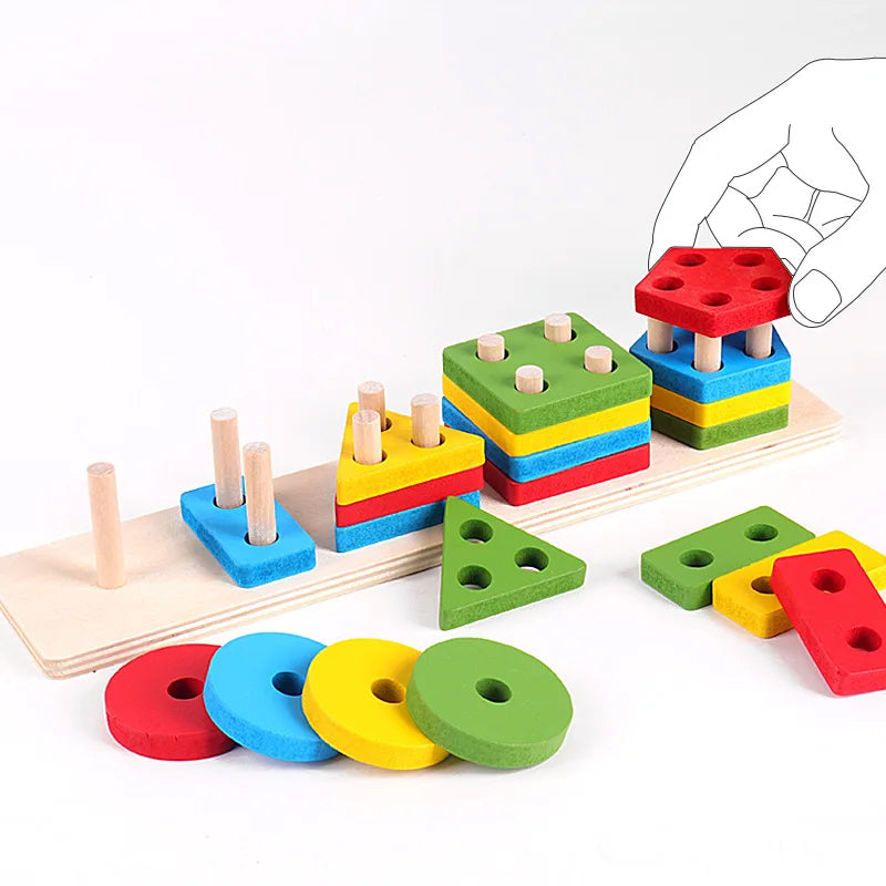 Montessori Wooden Shape Color Sorter Toddler Toy