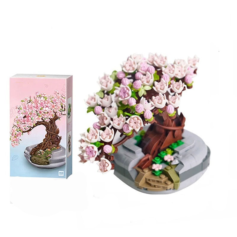 DIY Mini Bonsai Cherry Blossom Building Blocks Toys For Kids