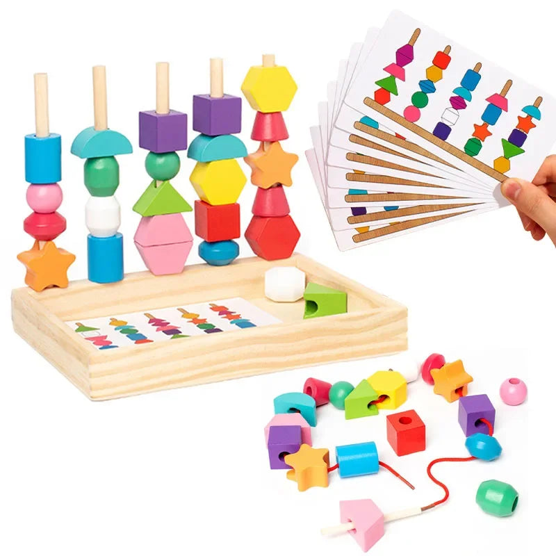 Montessori Colorful Bead Puzzle Fun Toys For Kids